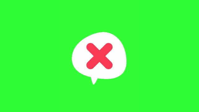 Animated red cross mark icon with smooth looping motion, perfect for error messages, cancel buttons, reject actions, incorrect answers, failed status, warning notifications, user interface design, mob