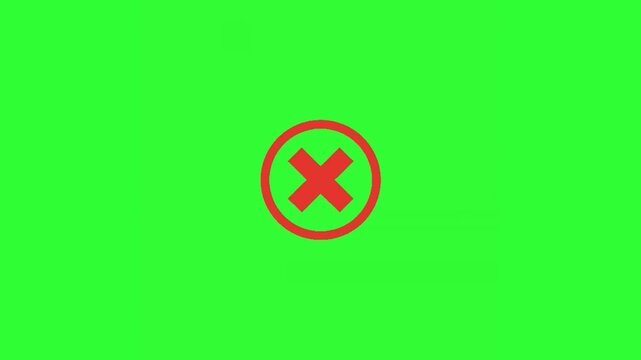 High-quality animated red cross icon with transparent background, suitable for cancel, reject, delete, error, failed, warning, forbidden, incorrect answer, user interface, web design, app development,