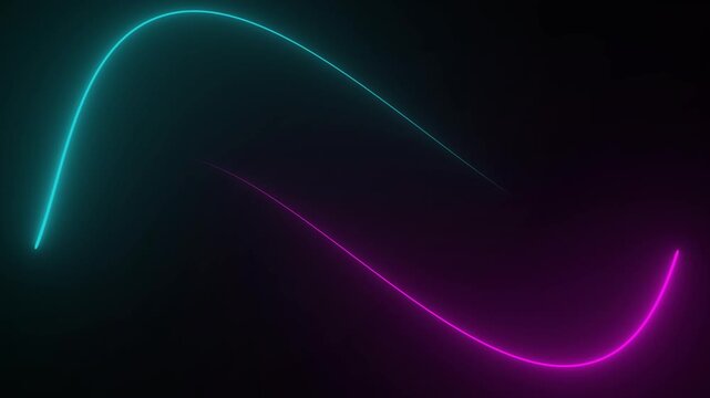 Smooth neon light arc wave animation with glowing cyan and pink lines abstract futuristic motion background seamless loop