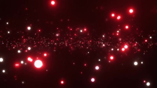 紅白の光粒が舞う和風祝賀背景動画