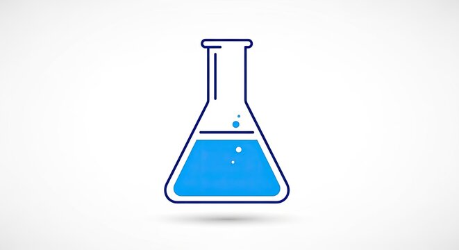 Clean blue laboratory flask icon on white background.