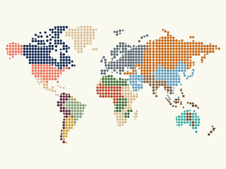 Fototapeta premium Colorful Dotted World Map Infographic for Global Data Visualization