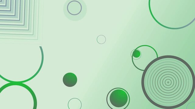 Abstract circles and rings background with geometric corner shapes simple modern design with copy space animation