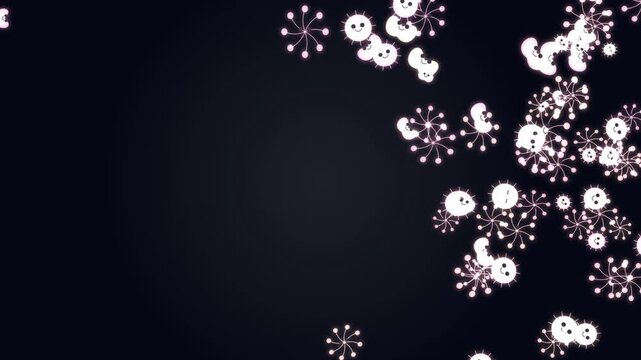 Animated Glowing Microbes Floating in Dark Laboratory Background