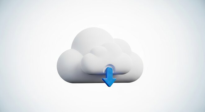 Cloud download icon featuring a blue downward pointing arrow.