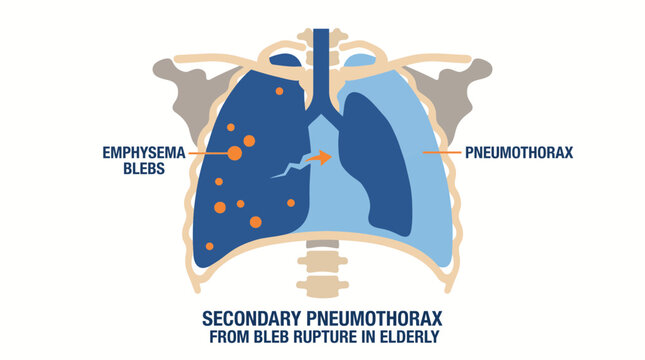Secondary Pneumothorax from Emphysema Bleb Rupture in Elderly