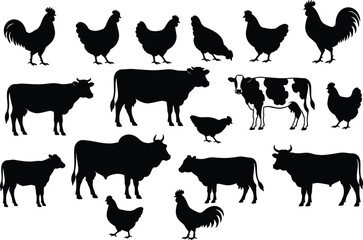 Set of farm animals silhouettes © Md Atiar Rahman
