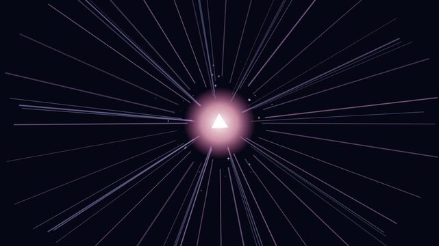 Glowing Play Button Icon With Dynamic Speed Lines On Dark Background