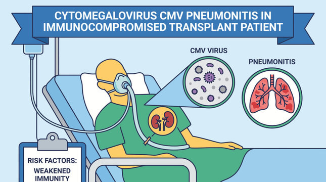 Cytomegalovirus CMV Pneumonitis in Immunocompromised Transplant Patient