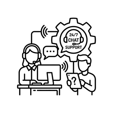 Customer service agents offering assistance through online messaging systems to help users resolve technical issues efficiently using connected digital tools for continuous communication and
