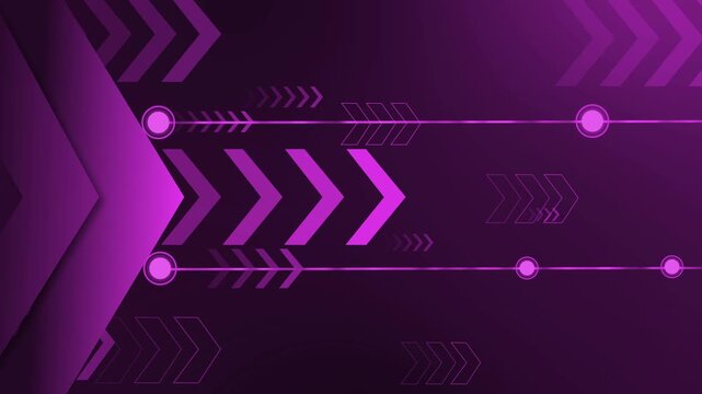 Abstract futuristic background with glowing arrows lines and circles showing speed progress and digital technology design animation