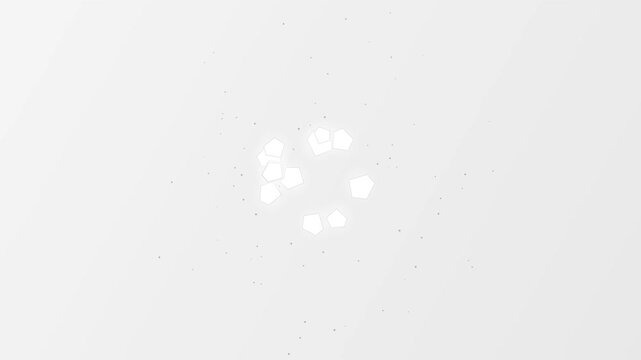 White glowing geometric shapes rotating in a minimal abstract background