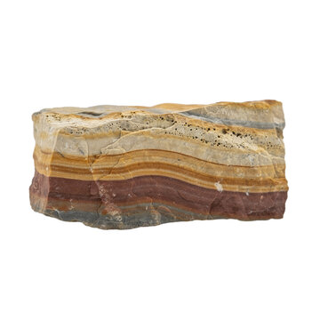 Layered sedimentary rock with stripes sedimentary geological background formation material structure fragment composition brownish horizontal geoscientist as transparent object