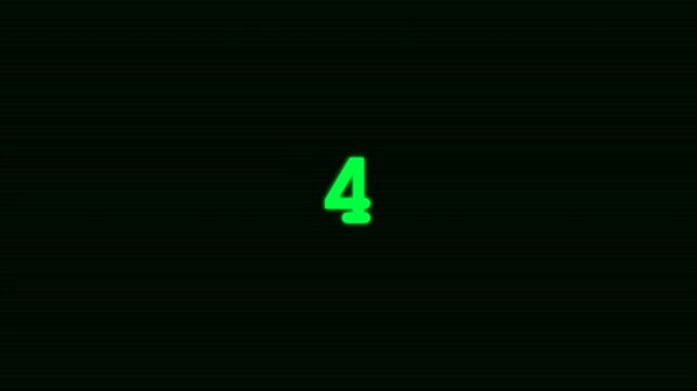 Four glowing green digital numbers on a black background