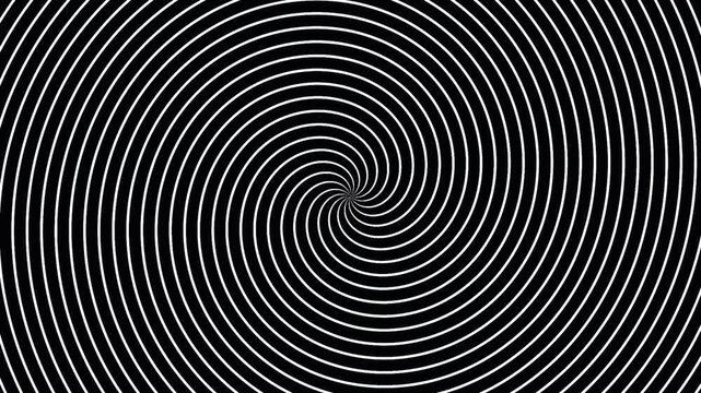 Monochrome Hypnotic Spiral Background for Mind Illusion Videos
