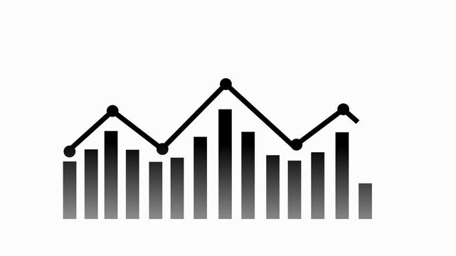 Simple bar and line chart showing business graph data trend and growth animation