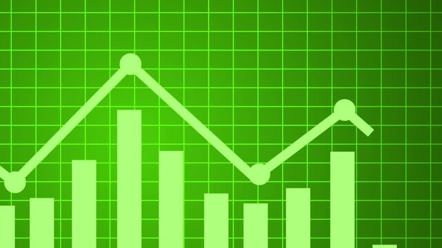 Simple bar and line chart showing business graph data trend and growth animation