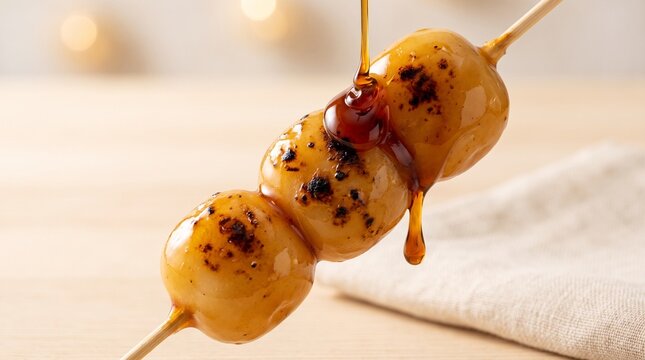 Mitarashi dango with sauce