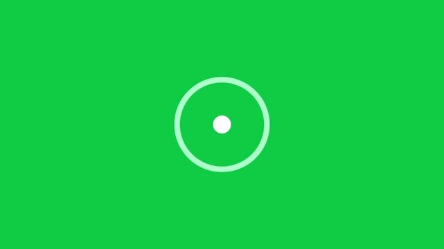 Animated pulse target ring icon on green screen a clean, modern with a central point and expanding circular rings isolated on a for motion graphics and circle chroma key motion point