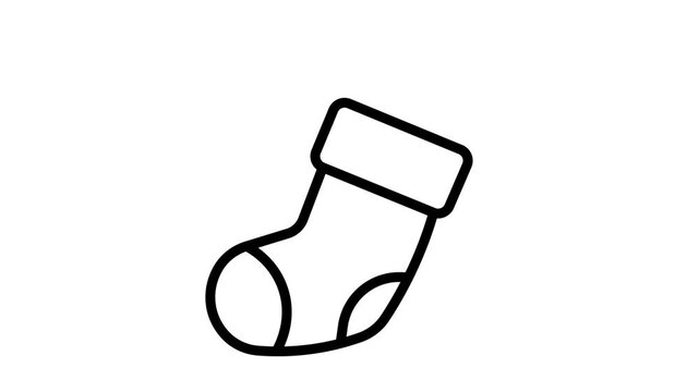 The stocking subtley tilts left and right before scaling down and gliding toward the upper right corner of the frame.