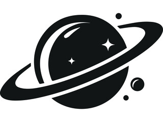 Saturn planet vector icon isolated on white background, space and galaxy silhouette illustration © Mujtanibah