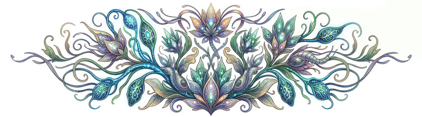 Fototapeta premium Elegant Floral Swirl Border Design with Pastel Colors