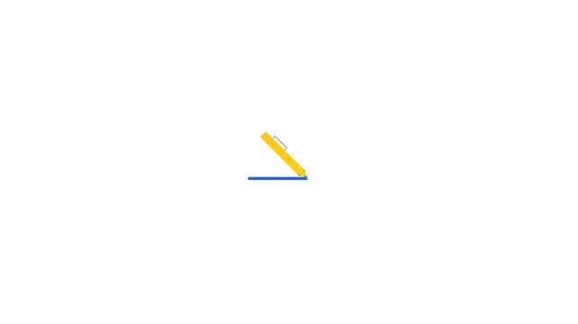 Animated Yellow Pen Writing on Blue Surface Green Screen.