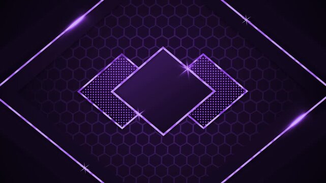 Abstract geometric background with hexagon pattern diamond frames and glowing lines for luxury technology design animation