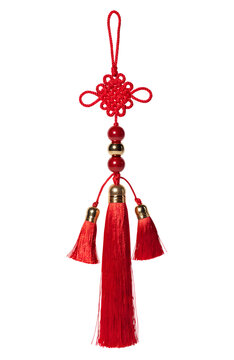 Decorative Chinese Lucky Knot with Red Tassel Hanging Ornament Cutout