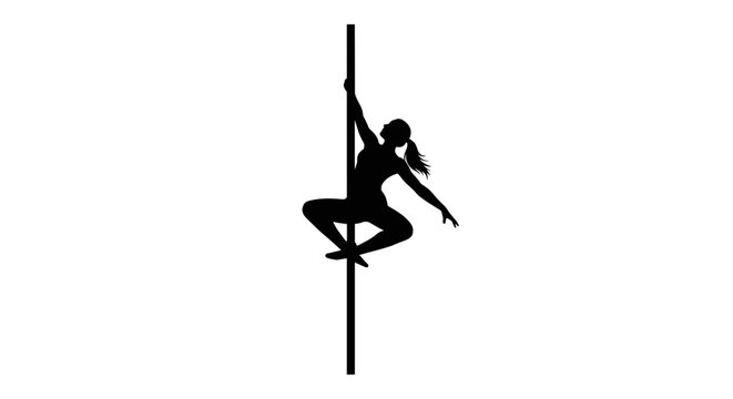 Woman performing pole dance move.