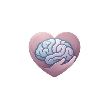 Heart Embracing Brain Icon Representing Mental ealth, Emotional Intelligence, Wellness, And Compassionate Care