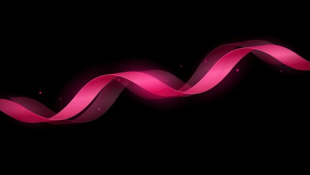 Wavy pink ribbon shape with soft glow on a black background