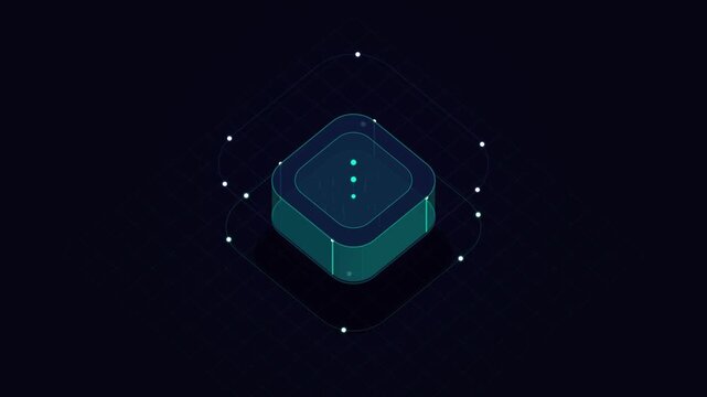 Abstract Quantum Processor Isometric Loop Motion Graphic