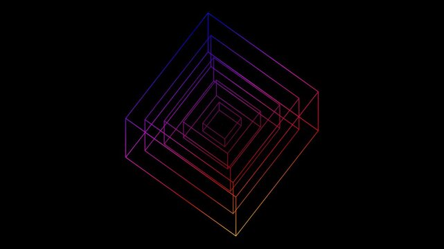 Futuristic Hypercube Geometric Structure Motion Graphic with Rainbow Gradient