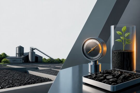 Sustainability concept with industry emissions and growth