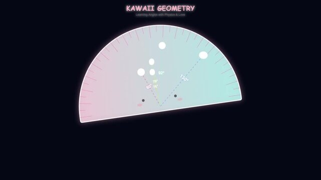 Animated Protractor Measuring Changing Geometry Angles for Education