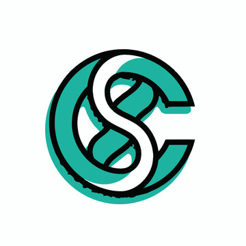 Abstract teal and black circular letter S logo.