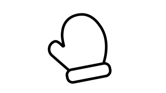 The mitten gently sways and tilts side-to-side, accompanied by subtle scaling as it pulses slightly in place.
