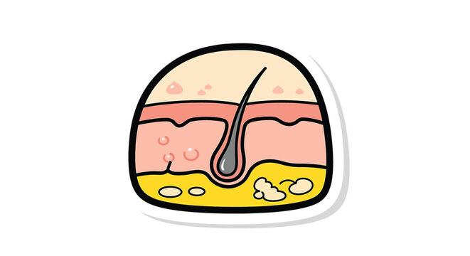 Skin cross section with hair follicle.