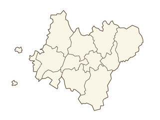 Fototapeta premium Minimalist Northamptonshire Map with Administrative Districts Outline