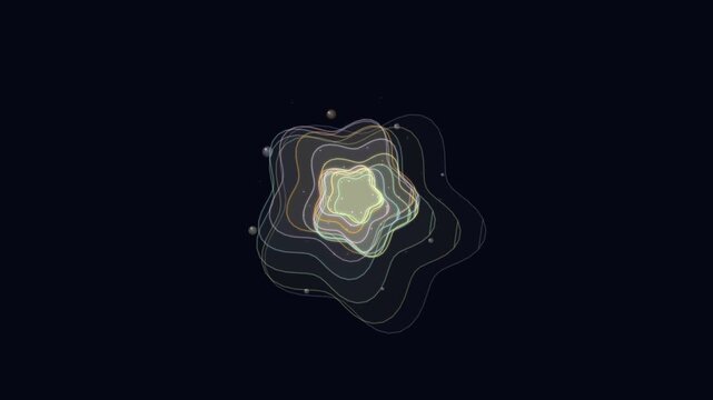 Abstract geometric glowing lines animation forming a rotating pentagon