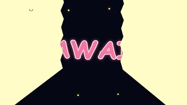 Yellow Paper Page Tearing Reveal Animation with Glowing Pink Text