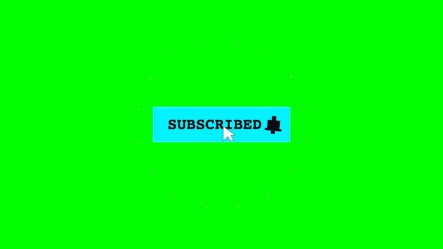 Subscribe Button Click Animation on Green Screen Chroma Key with Mouse Cursor for YouTube and Social Media Overlay
