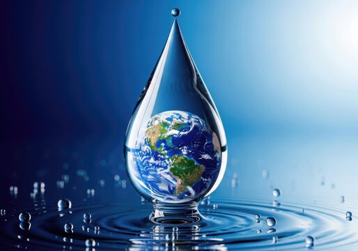 Earth inside a water drop