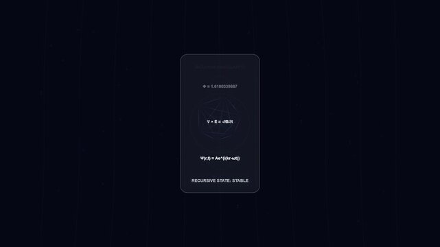 Futuristic digital interface displaying quantum physics equations and data