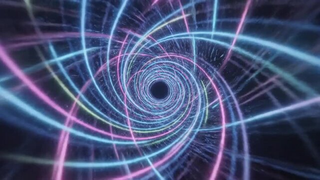 Abstract Light Tunnel: A mesmerizing, colorful vortex of light streaks forms an abstract tunnel, suggesting speed, technology, or a journey into the unknown.