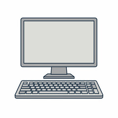 Fototapeta premium Computer Monitor and Keyboard Setup on White Background