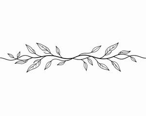 Obraz premium Decorative Leaf Vine Border Illustration on White Background
