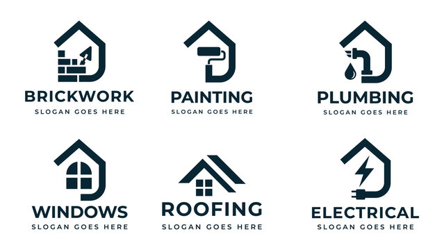 Home service logo collection for construction and renovation businesses