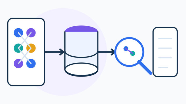 Vector Illustration of Data Flow and Relationship Analysis in AI Syste